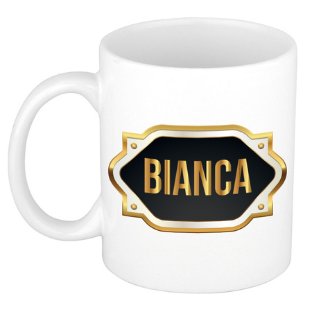 Name mug Bianca with golden emblem 300 ml
