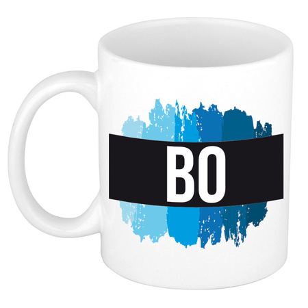 Name mug Bo with blue paint marks  300 ml