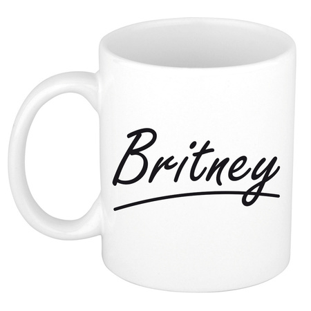 Naam cadeau mok / beker Britney met sierlijke letters 300 ml