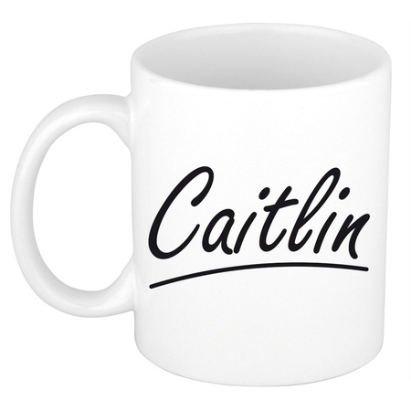 Name mug Caitlin with elegant letters 300 ml