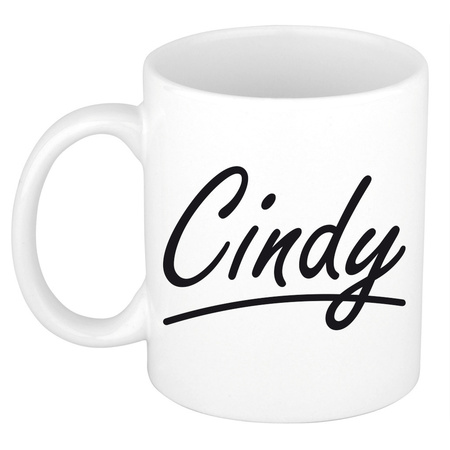 Name mug Cindy with elegant letters 300 ml