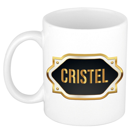 Name mug Cristel with golden emblem 300 ml