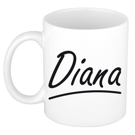 Naam cadeau mok / beker Diana met sierlijke letters 300 ml