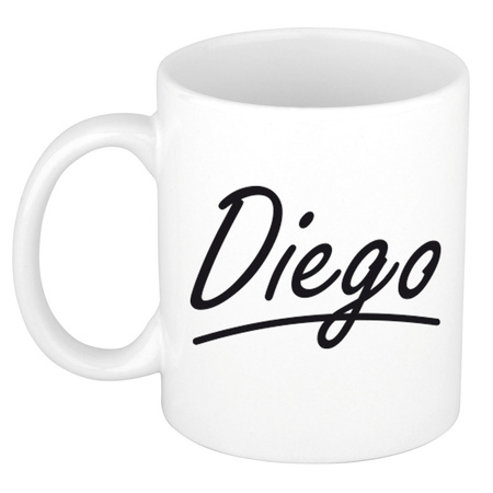 Name mug Diego with elegant letters 300 ml
