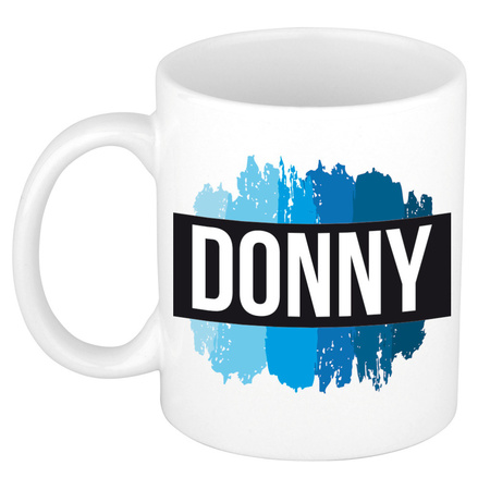 Name mug Donny with blue paint marks  300 ml