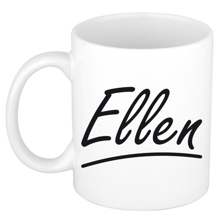 Naam cadeau mok / beker Ellen met sierlijke letters 300 ml
