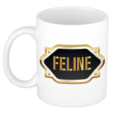 Name mug Feline with golden emblem 300 ml