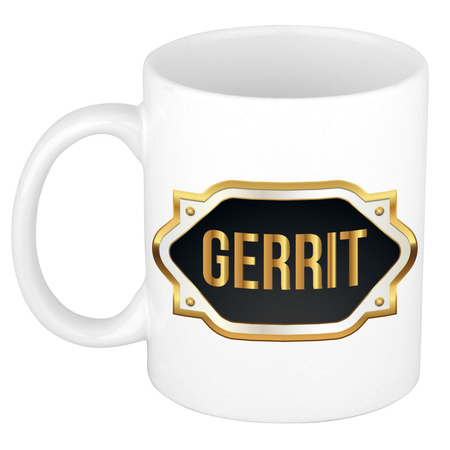 Name mug Gerrit with golden emblem 300 ml