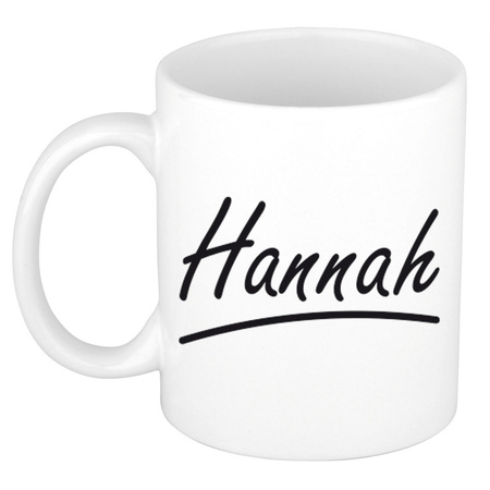 Naam cadeau mok / beker Hannah met sierlijke letters 300 ml