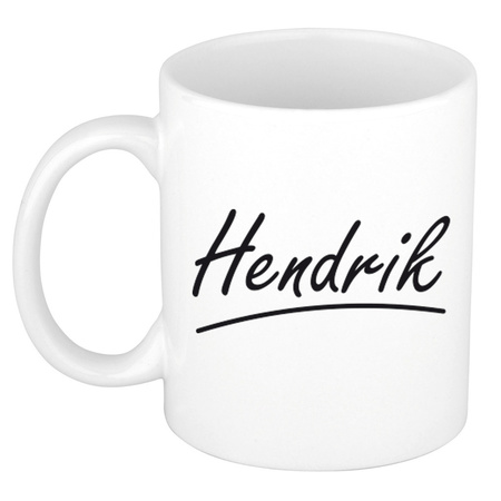 Naam cadeau mok / beker Hendrik met sierlijke letters 300 ml