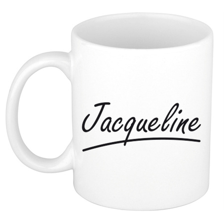 Name mug Jacqueline with elegant letters 300 ml