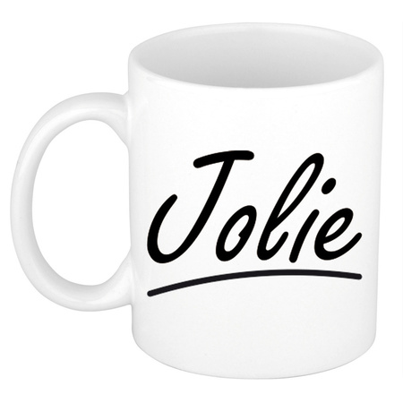 Naam cadeau mok / beker Jolie met sierlijke letters 300 ml