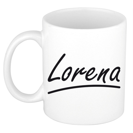 Name mug Lorena with elegant letters 300 ml