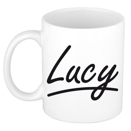 Naam cadeau mok / beker Lucy met sierlijke letters 300 ml