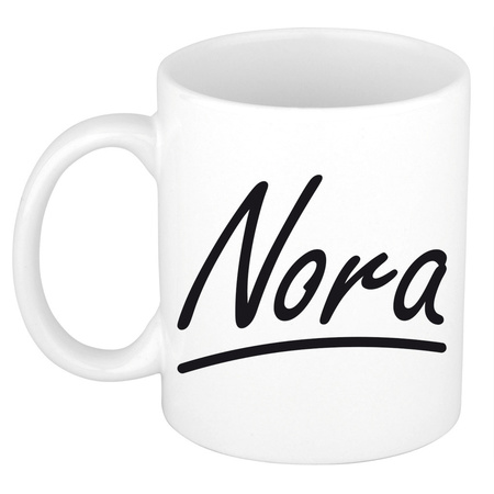 Naam cadeau mok / beker Nora met sierlijke letters 300 ml