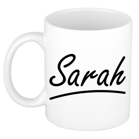 Naam cadeau mok / beker Sarah met sierlijke letters 300 ml