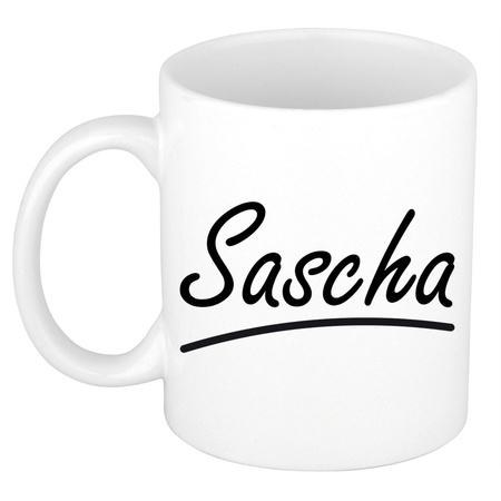 Name mug Sascha with elegant letters 300 ml
