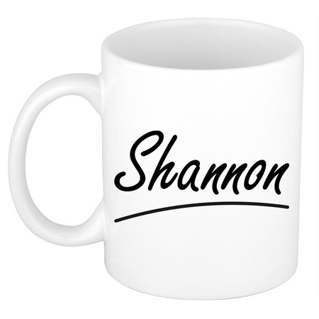Naam cadeau mok / beker Shannon met sierlijke letters 300 ml
