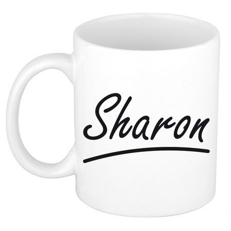 Naam cadeau mok / beker Sharon met sierlijke letters 300 ml