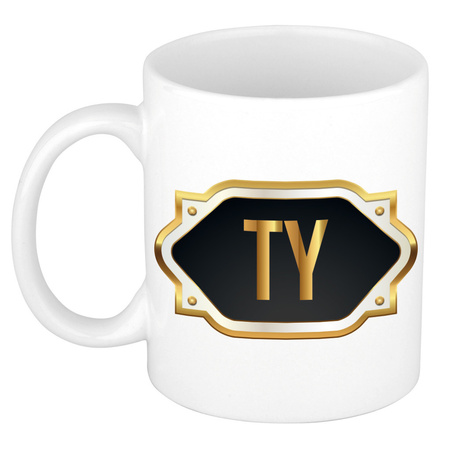 Name mug Ty with golden emblem 300 ml