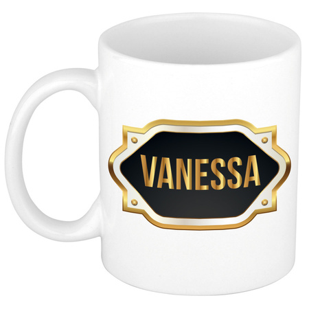 Name mug Vanessa with golden emblem 300 ml