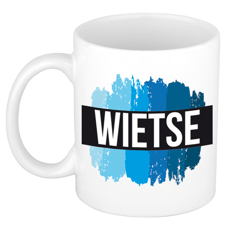 Name mug Wietse with blue paint marks  300 ml