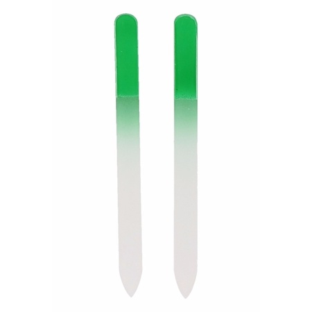 Nagelvijlen van glas 2x stuks - groen - 14 cm - in beschermhoesje