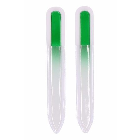 Nagelvijlen van glas 2x stuks - groen - 14 cm - in beschermhoesje
