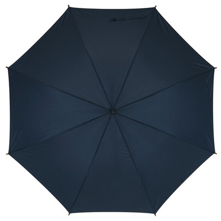 Navy blauwe basic paraplu 103 cm diameter met houten handvat