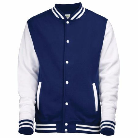 Navy and white college jacket for men