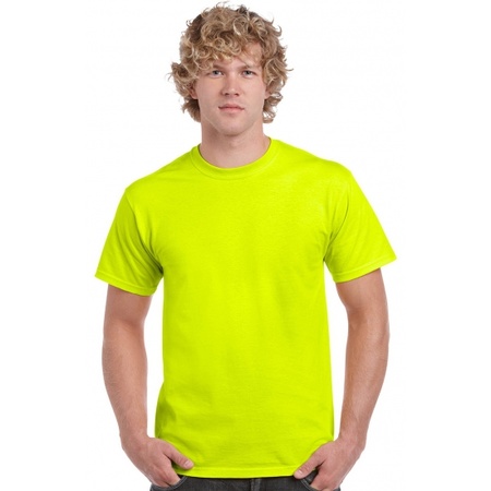 Neon geel kleurige katoenen t shirts