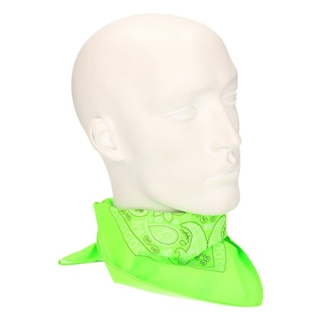 Neon groene zakdoek bandana 53 x 53 cm