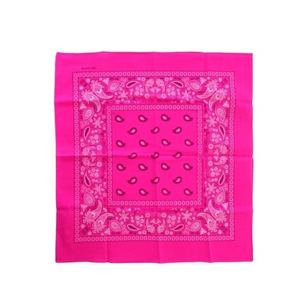 Neon roze zakdoek bandana 53 x 53 cm