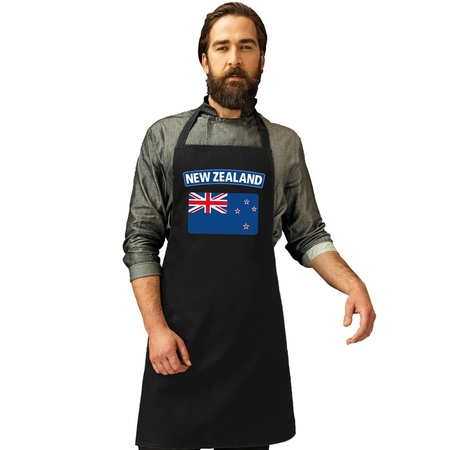 Nieuw-Zeeland vlag barbecueschort/ keukenschort zwart volwassene