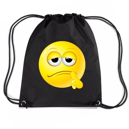 Emoticon smile questionable nylon bag black