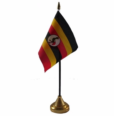Uganda table flag 10 x 15 cm with base