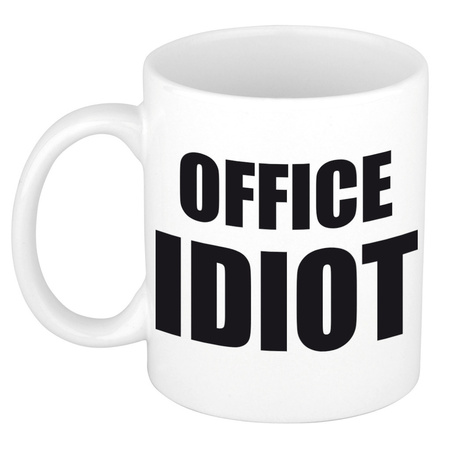 Office idiot koffiemok / theebeker zwarte blokletters 300 ml