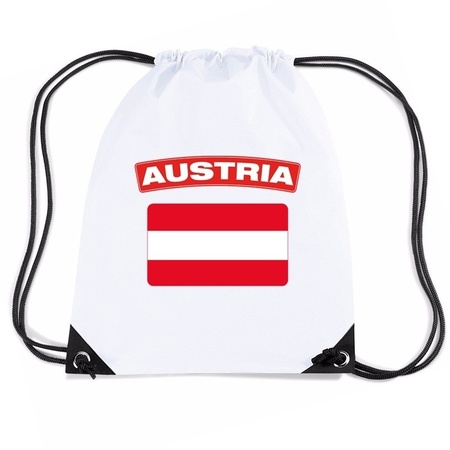 Oostenrijk nylon rugzak wit met Oostenrijkse vlag