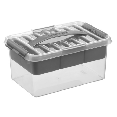 Storage box 6 liters with tray 30 x 20 x 14 cm plastic