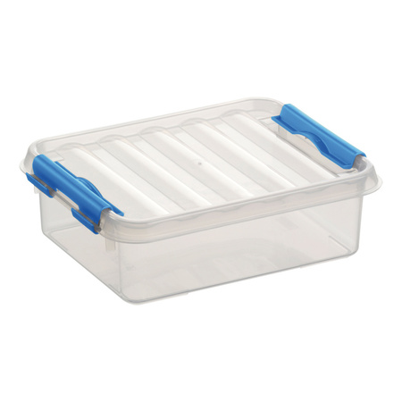Storage boxes 1 liters 20 x 15 x 6 cm plastic transparent/blue
