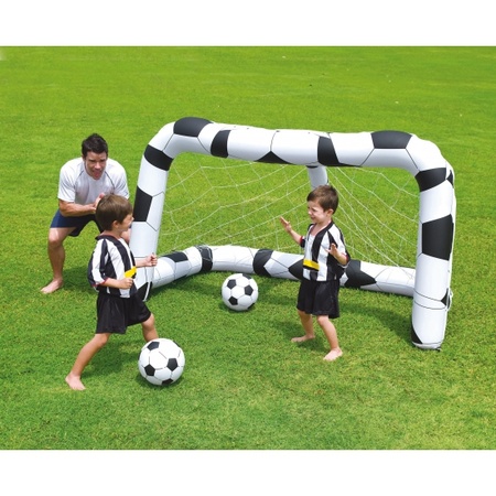 Opblaasbaar speelgoed voetbal doel met ballen 213 x 122 cm