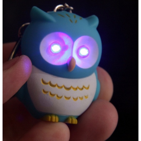 Owl keychain with light blue