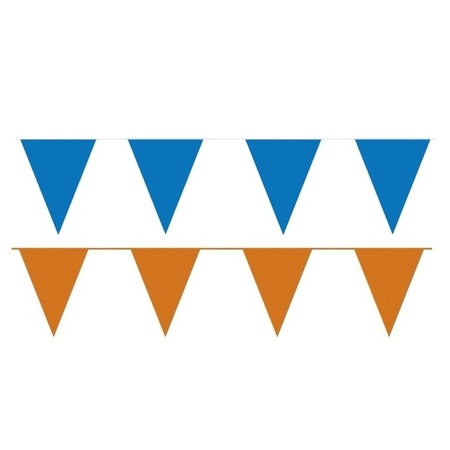 Oranje/Blauwe feest punt vlaggetjes pakket 120 meter