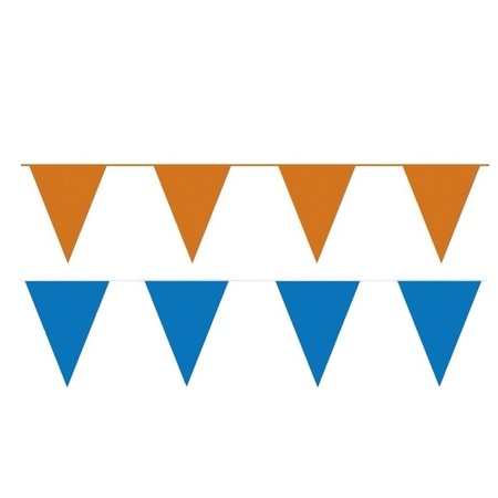 Oranje/Blauwe feest punt vlaggetjes pakket 60 meter