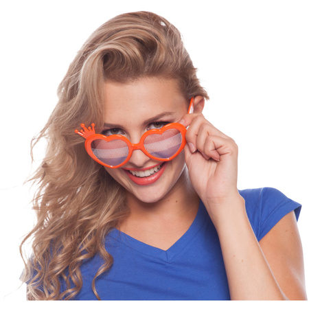 Oranje bril met hartjes montuur