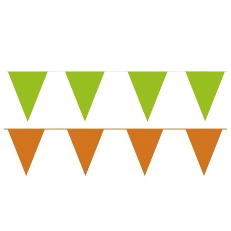 Oranje/Groene feest punt vlaggetjes pakket 120 meter