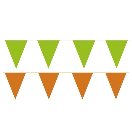 Oranje/Groene feest punt vlaggetjes pakket 200 meter