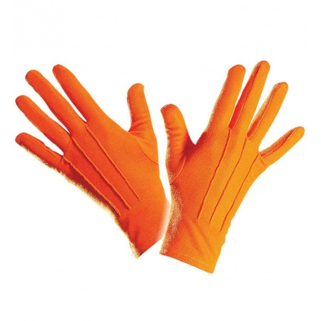 Oranje handschoenen kort