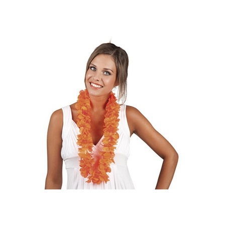 Oranje Hawaii bloemen krans/slinger
