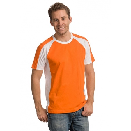 Oranje heren shirt met witte details